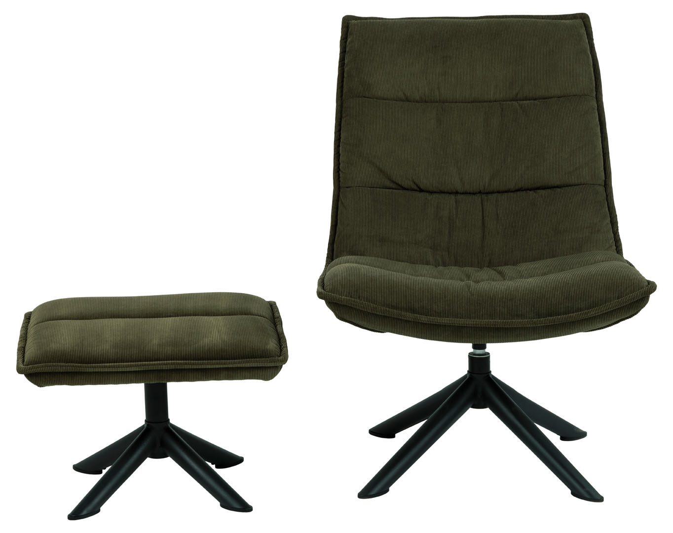 Lot Abstractie dinosaurus Bliwa fauteuil loungestoel met voetenbank groen, zwart.
