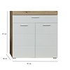 Amanda/MandoGD schoenenkast kommode 2 deuren, 1 lade eiken decor, wit hoogglans.