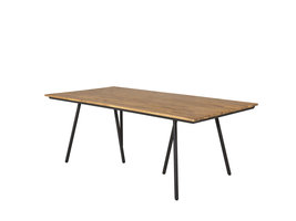 Chan eettafel tuin geolied teak look, zwart.