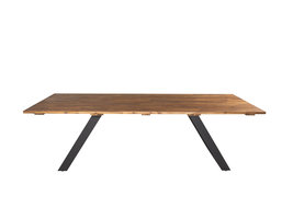 Doory eettafel tuin geolied teak look, zwart.