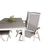 Albany tuinmeubelset tafel 90x152/210cm en 4 stoel 5pos Albany wit, grijs, crèmekleur.