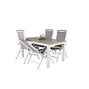 Albany tuinmeubelset tafel 90x152/210cm en 4 stoel 5pos Albany wit, grijs, crèmekleur.