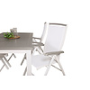 Albany tuinmeubelset tafel 90x152/210cm en 4 stoel 5posalu Albany wit, grijs, crèmekleur.