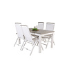 Albany tuinmeubelset tafel 90x152/210cm en 4 stoel 5posalu Albany wit, grijs, crèmekleur.