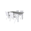 Albany tuinmeubelset tafel 90x152/210cm en 4 stoel Alina wit, grijs, crèmekleur.