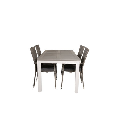 Albany tuinmeubelset tafel 90x152/210cm en 4 stoel Anna grijs, gebroken wit.