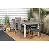Albany tuinmeubelset tafel 90x152/210cm en 6 stoel Anna grijs, gebroken wit.