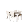 Albany tuinmeubelset tafel 90x152/210cm en 4 stoel Anna wit, grijs, crèmekleur.