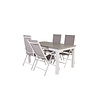 Albany tuinmeubelset tafel 90x152/210cm en 4 stoel Break wit, grijs, crèmekleur.