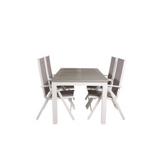Albany tuinmeubelset tafel 90x152/210cm en 4 stoel Break wit, grijs, crèmekleur.