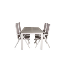 Albany tuinmeubelset tafel 90x152/210cm en 4 stoel Break wit, grijs, crèmekleur.