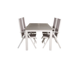 Albany tuinmeubelset tafel 90x152/210cm en 4 stoel Break wit, grijs, crèmekleur.