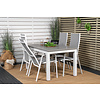 Albany tuinmeubelset tafel 90x152/210cm en 4 stoel Copacabana wit, grijs, crèmekleur.