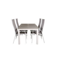 Albany tuinmeubelset tafel 90x152/210cm en 4 stoel Copacabana wit, grijs, crèmekleur.