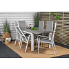 Albany tuinmeubelset tafel 90x152/210cm en 6 stoel Copacabana wit, grijs, crèmekleur.