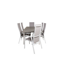 Albany tuinmeubelset tafel 90x152/210cm en 6 stoel Copacabana wit, grijs, crèmekleur.