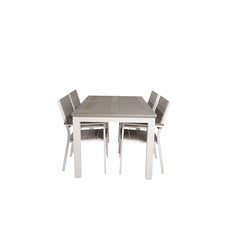 Albany tuinmeubelset tafel 90x152/210cm en 4 stoel Levels wit, grijs, crèmekleur.