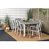 Albany tuinmeubelset tafel 90x152/210cm en 6 stoel Levels wit, grijs, crèmekleur.