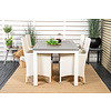 Albany tuinmeubelset tafel 90x152/210cm en 4 stoel Malin wit, grijs, crèmekleur.