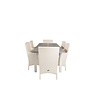 Albany tuinmeubelset tafel 90x152/210cm en 6 stoel Malin wit, grijs, crèmekleur.