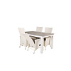 Albany tuinmeubelset tafel 90x152/210cm en 4 stoel Padova wit, grijs, crèmekleur.