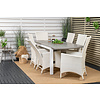 Albany tuinmeubelset tafel 90x152/210cm en 6 stoel Padova wit, grijs, crèmekleur.