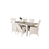 Albany tuinmeubelset tafel 90x152/210cm en 6 stoel Padova wit, grijs, crèmekleur.