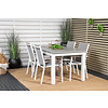 Albany tuinmeubelset tafel 90x152/210cm en 4 stoel Parma wit, grijs, crèmekleur.