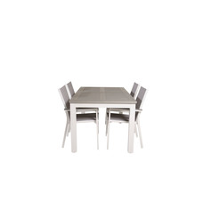 Albany tuinmeubelset tafel 90x152/210cm en 4 stoel Parma wit, grijs, crèmekleur.
