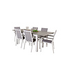 Albany tuinmeubelset tafel 90x152/210cm en 6 stoel Parma wit, grijs, crèmekleur.