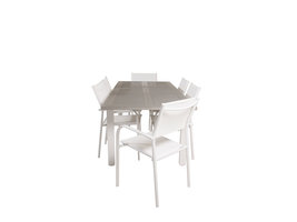 Albany tuinmeubelset tafel 90x152/210cm en 6 stoel Santorini wit, grijs, crÃ¨mekleur.