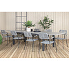 Albany tuinmeubelset tafel 100x224/324cm en 8 stoel armleuning Lindos zwart, grijs.