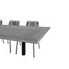 Albany tuinmeubelset tafel 100x224/324cm en 8 stoel armleuning Lindos zwart, grijs.