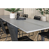 Albany tuinmeubelset tafel 100x224/324cm en 8 stoel stapel Lindos zwart, grijs.