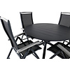 Alma tuinmeubelset tafel Ã˜120cm en 4 stoel 5pos Albany zwart.