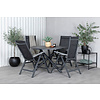 Alma tuinmeubelset tafel Ã˜120cm en 4 stoel L5pos Albany zwart.