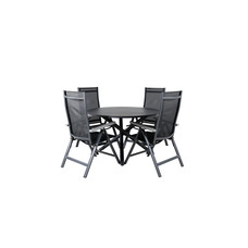 Alma tuinmeubelset tafel Ã˜120cm en 4 stoel L5pos Albany zwart.