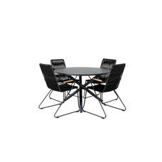 Alma tuinmeubelset tafel Ø120cm en 4 stoel Bois zwart.
