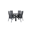 Alma tuinmeubelset tafel Ø120cm en 4 stoel Copacabana zwart.
