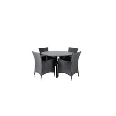 Alma tuinmeubelset tafel Ã˜120cm en 4 stoel Knick zwart.