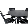 Alma tuinmeubelset tafel Ø120cm en 4 stoel Levels zwart.