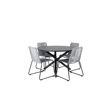 Alma tuinmeubelset tafel Ã˜120cm en 4 stoel Lindos zwart.
