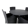 Alma tuinmeubelset tafel Ø120cm en 4 stoel Malin zwart.