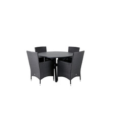 Alma tuinmeubelset tafel Ø120cm en 4 stoel Malin zwart.