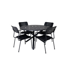 Alma tuinmeubelset tafel Ã˜120cm en 4 stoel Nicke zwart.