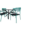 Alma tuinmeubelset tafel Ø120cm en 4 stoel Nicke groen, zwart.