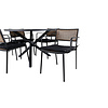 Alma tuinmeubelset tafel Ø120cm en 4 stoel Paola zwart.