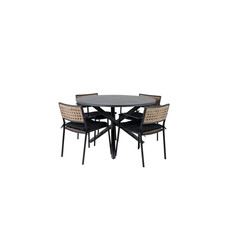 Alma tuinmeubelset tafel Ã˜120cm en 4 stoel Paola zwart.