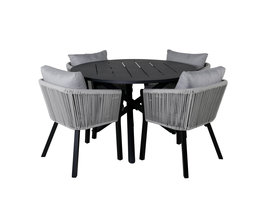 Alma tuinmeubelset tafel Ã˜120cm en 4 stoel Virya wit, zwart.