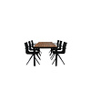 Bois tuinmeubelset tafel 90x205cm en 6 stoel salu Alina zwart, naturel.
